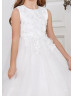 Pearl Beaded Lace Glitter Tulle Flower Girl Dress Special Occasion Dress